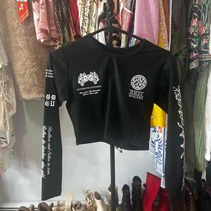 Darc sport Black Long Sleeve compression Crop Top